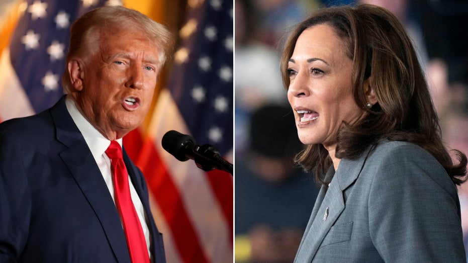 El expresidente Donald Trump habla el 23 de agosto de 2024 en Las Vegas, Nevada. La vicepresidenta Kamala Harris habla el 11 de julio de 2024 en Greensboro, Carolina del Norte.