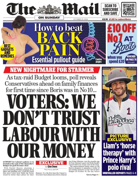 El titular del Daily Mail del domingo dice: "Votantes: No confiamos nuestro dinero al Partido Laborista"