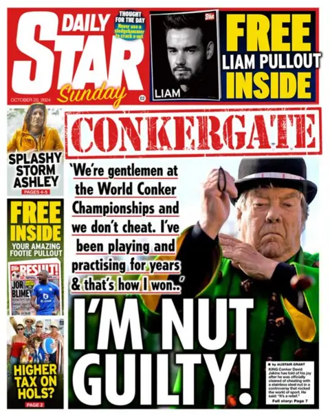 La portada del Daily Star del domingo dice: "Conkergate: Soy culpable"