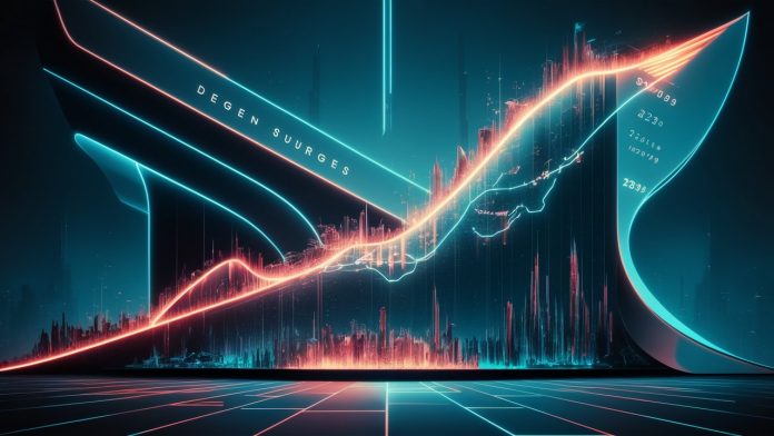 Degen aumenta un 223% en 30 días a medida que el volumen base de Blockchain DEX se dispara