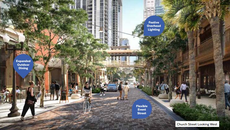 Representación de las renovaciones de Church Street en el centro de Orlando. (Proyecto DTO)