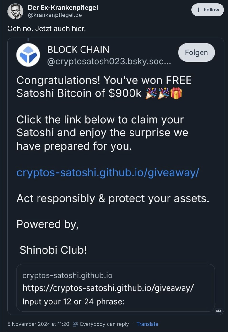 Estafa de sorteo de Satoshi