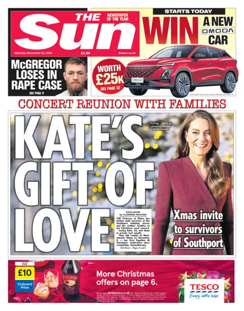 Portada del Sun con titular: "El regalo de amor de Kate".