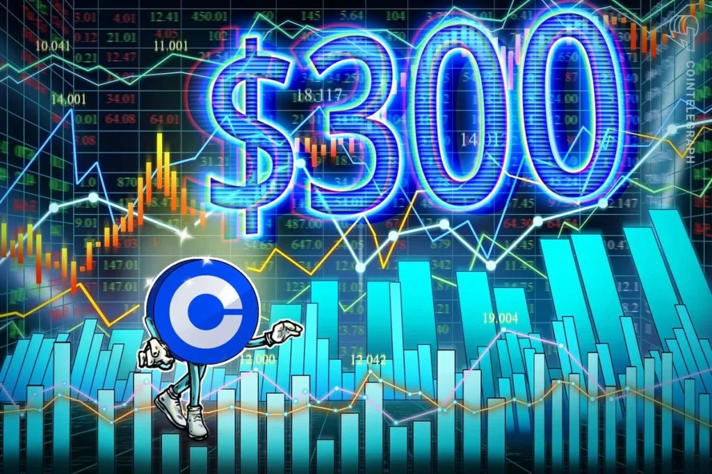 Acciones de Coinbase superan los USD 300 por primera vez desde 2021