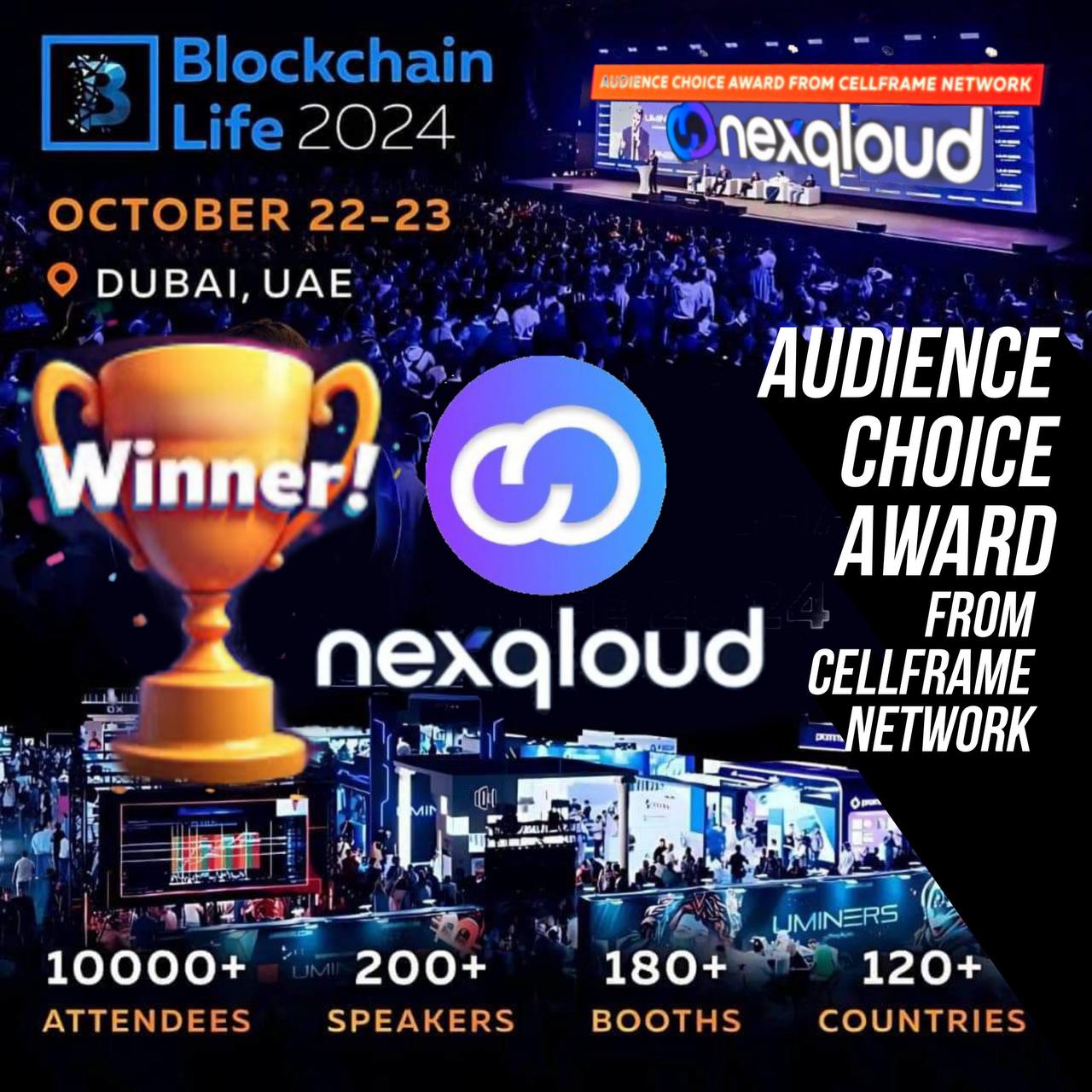 NexQloud gana el premio Audience Choice Award en Blockchain Life 2024.