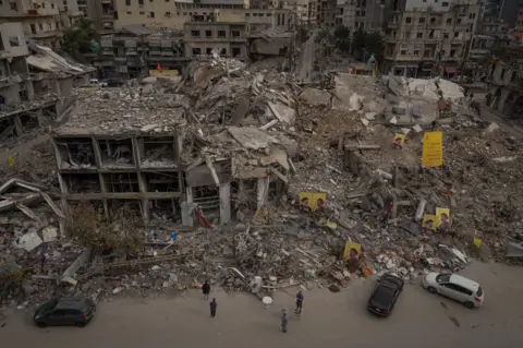 Parte del mercado histórico de Nabatieh, que ya había sido atacado anteriormente pero fue destruido durante este conflicto.