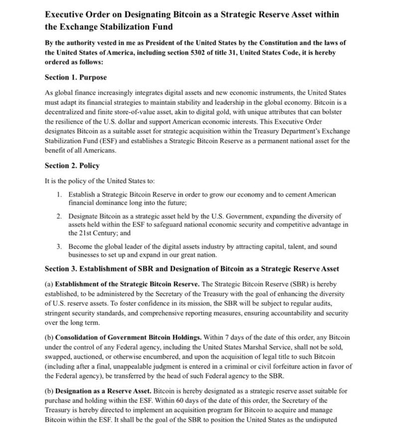 Orden ejecutiva de reserva de Bitcoin emitida después de que Trump se reuniera con el CEO de crypto.com, Marszalek - 1