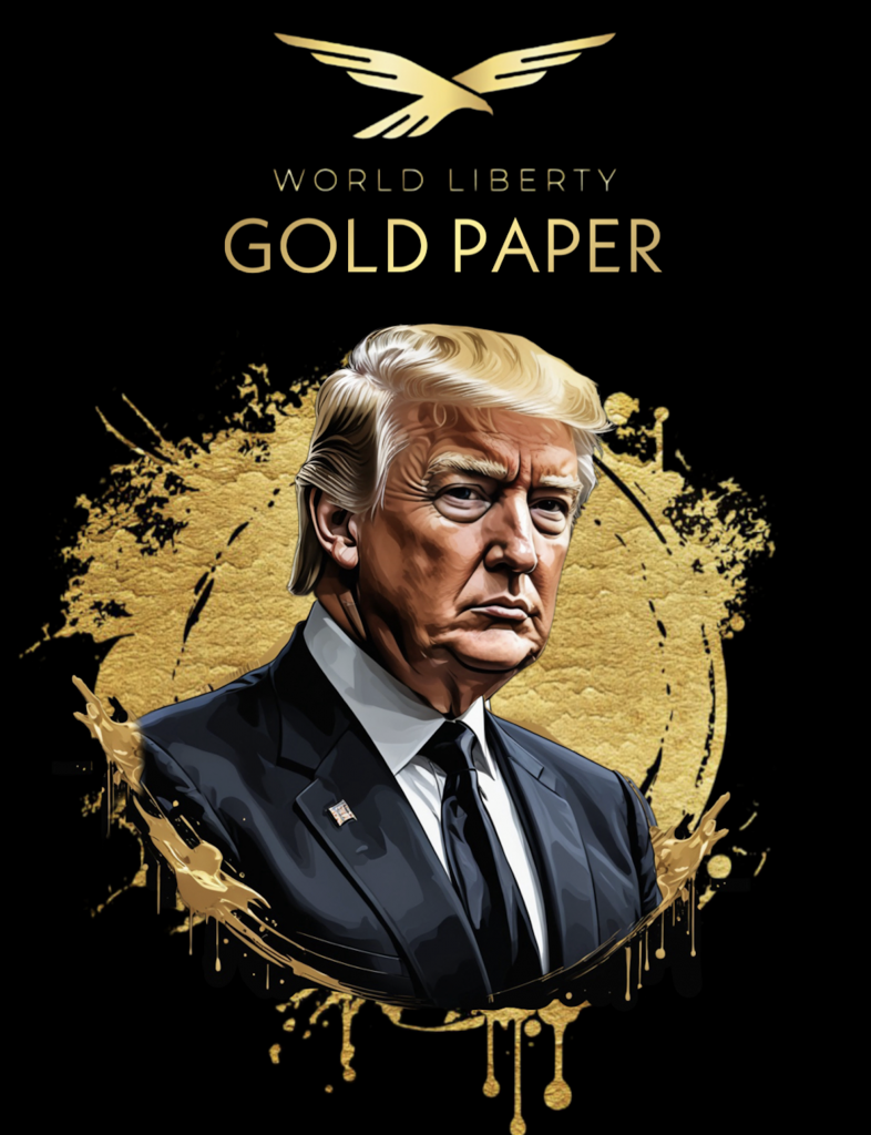 Una imagen de la "papel dorado" de Libertad Financiera Mundial, con el rostro de Donald Trump