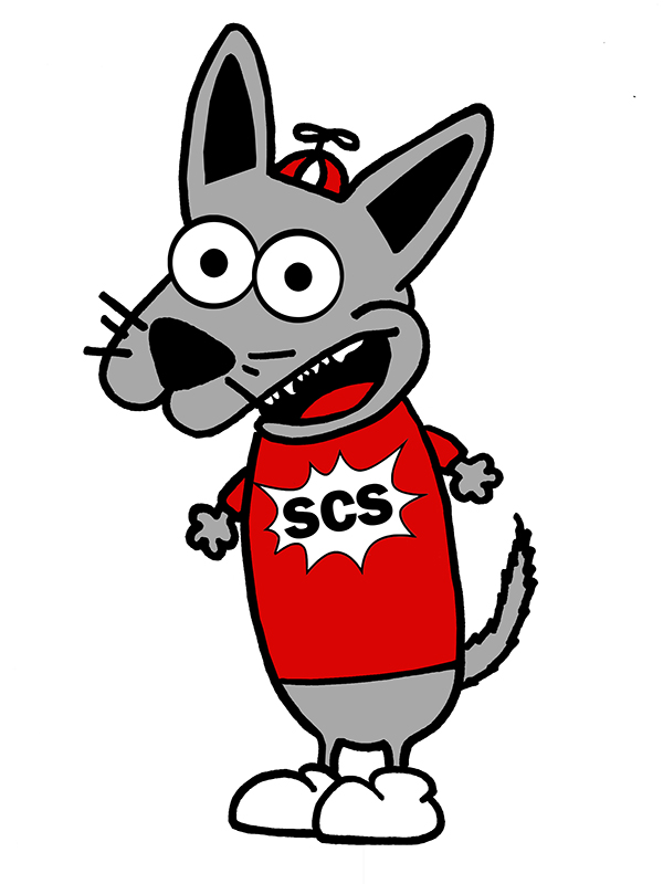 El logo de Sparky es un perro gris de dibujos animados con un sombrero de hélice.